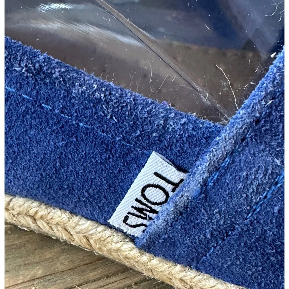 TOMS Alpargata Suede Espadrille Slip On Flats Shoes Women 7.5 Blue